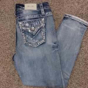 Miss Me Light Blue Skinny Jeans with Embellished Back Pockets